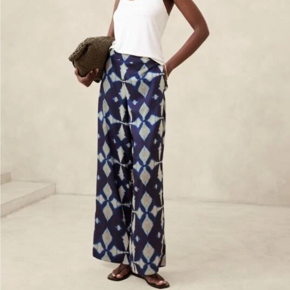 Banana Republic Ikat Pull On Pants Navy/Ivory M - Picture 1 of 7